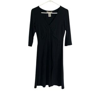 Vintage Free People V-Neck Slit Midi Womens Black Dress Size S/P